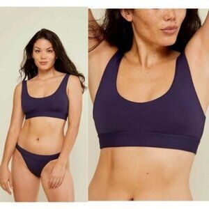 NWT Andie The Ventura Bikini Top XS Navy Sporty Wide Strap Low Back